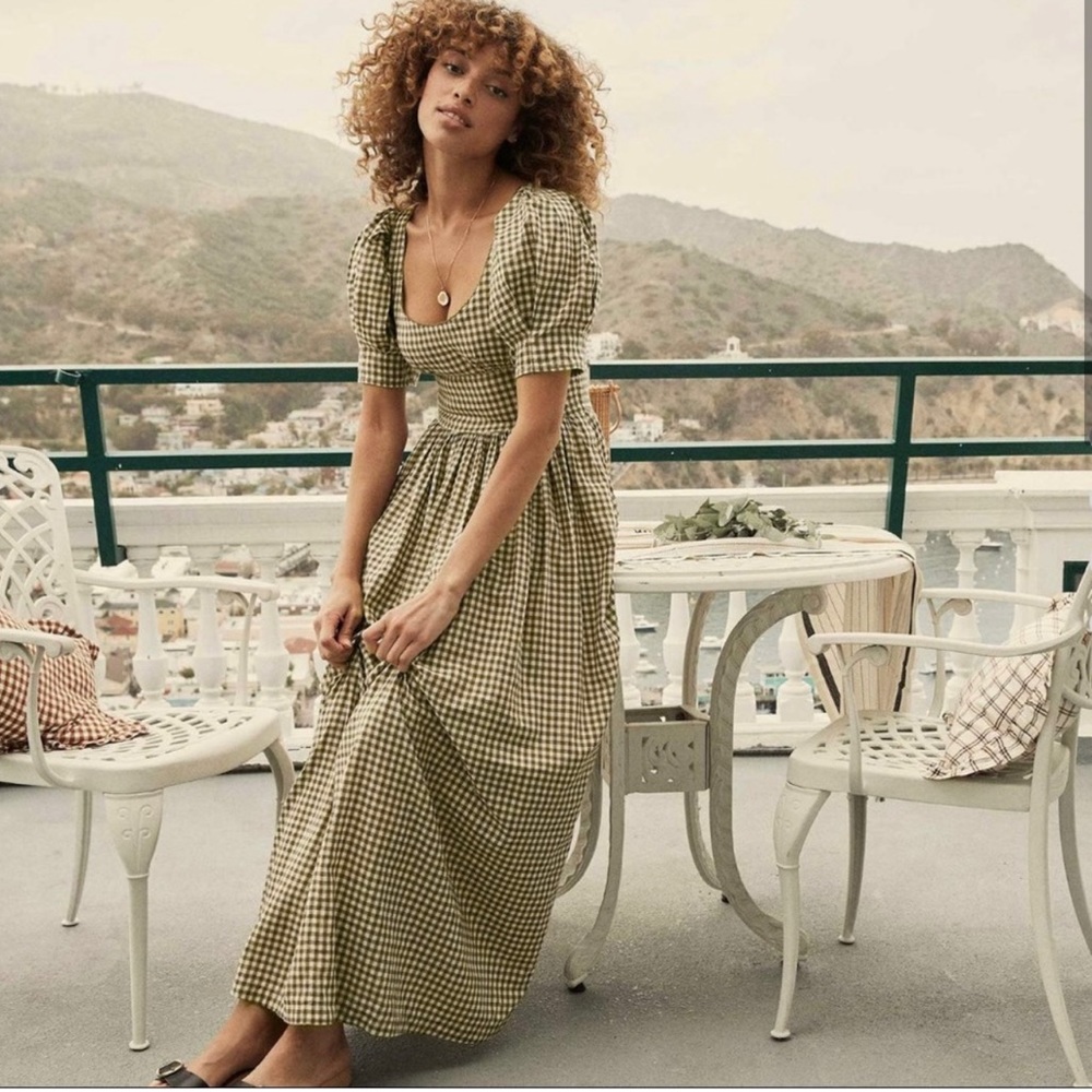 Doen Kennedy dress; green gingham size S